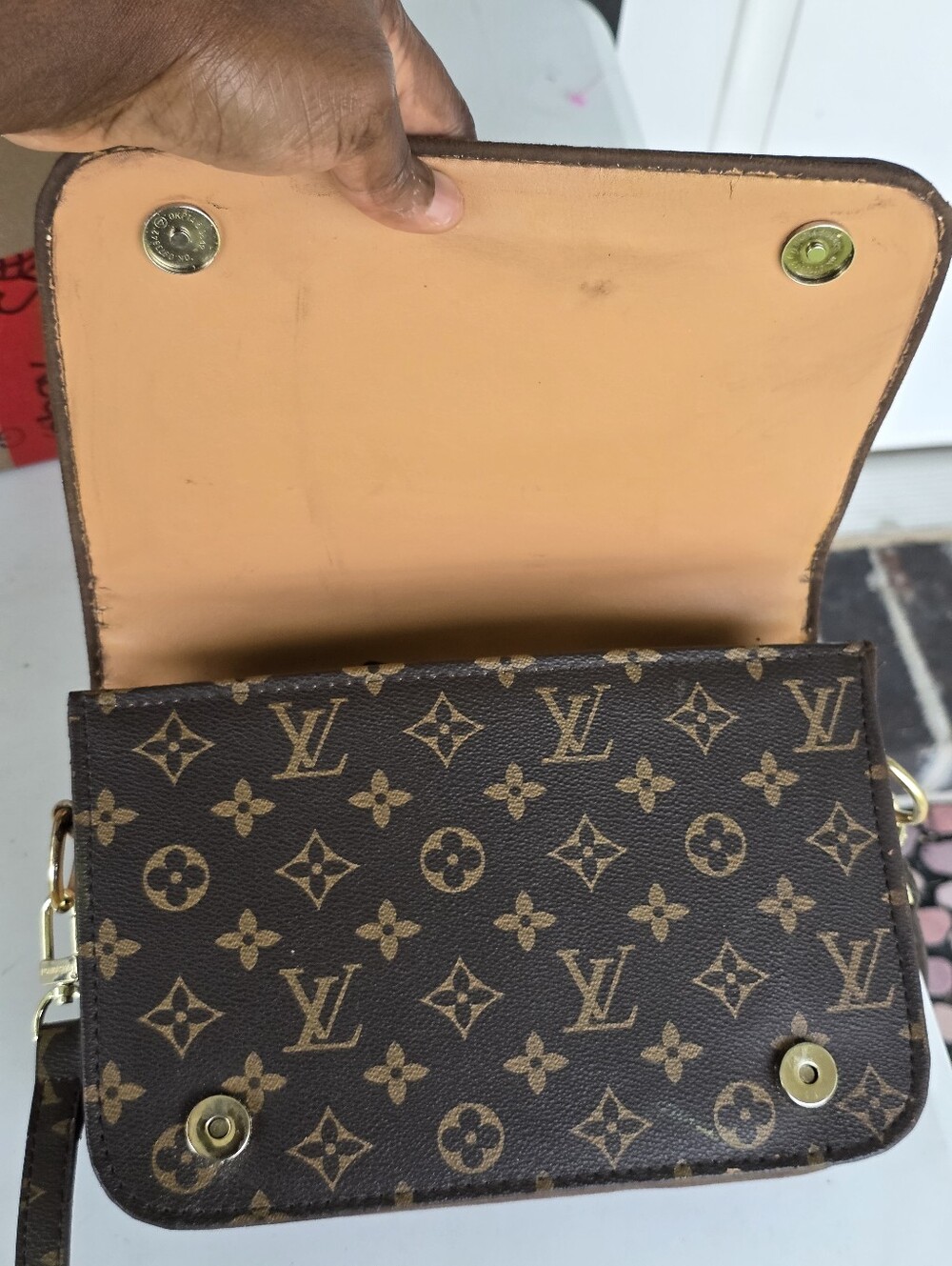 Louis Vuitton Monogram Louise East West Crossbody Shoulder Bag LV Lock Brown - Picture 13 of 15